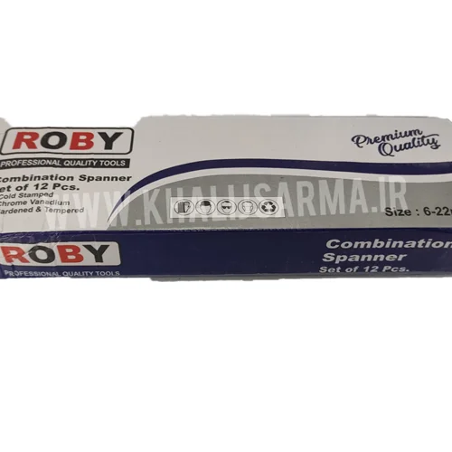 آچار یکسر تخت و یکسر رینگی روبی مدل ROBY مجموعه 12 عددی (کروم- وانادیوم)